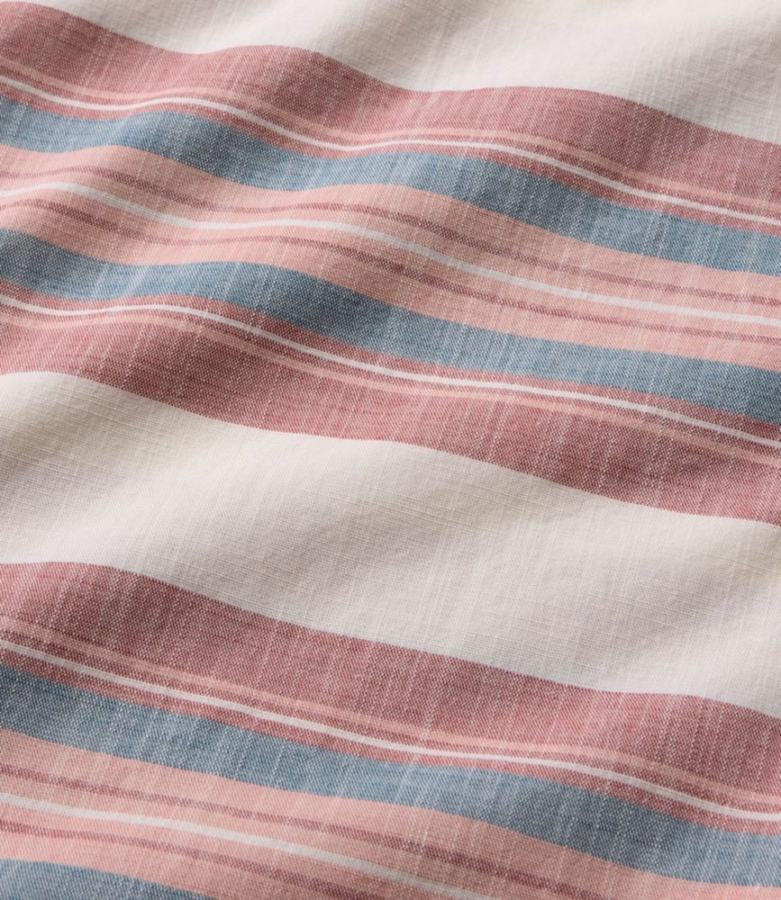 Men's Comfort Stretch Chambray Shirt, Traditional Untucked Fit, Short-Sleeve, Stripe