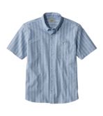 Men's Comfort Stretch Chambray Shirt, Traditional Untucked Fit, Short-Sleeve, Stripe