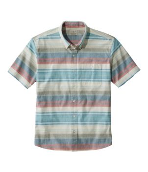 Men's Comfort Stretch Chambray Shirt, Traditional Untucked Fit, Short-Sleeve, Stripe