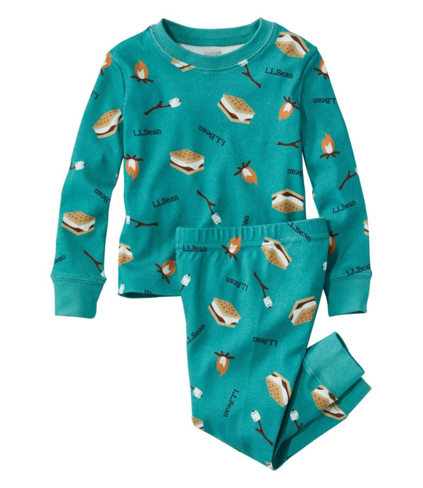 Toddlers' Organic Cotton Fitted Pajamas, Blue-Green S'mores, small image number 1