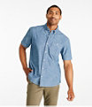 Men's Comfort Stretch Chambray Shirt, Short-Sleeve, Indigo, small image number 1