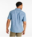 Men's Comfort Stretch Chambray Shirt, Short-Sleeve, Dark Indigo, small image number 2
