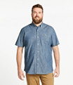 Men's Comfort Stretch Chambray Shirt, Short-Sleeve, Dark Indigo, small image number 3