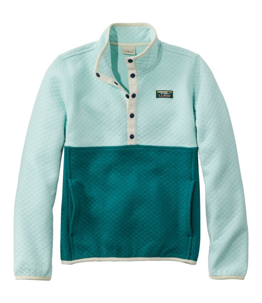 Kids' Quilted Quarter-Snap Pullover, Colorblock, Cool Sea Blue/Warm Teal, small image number 1