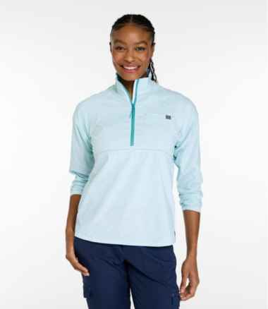 Women's Everyday SunSmart&reg; Woven Shirt, Quarter-Zip Pullover Colorblock