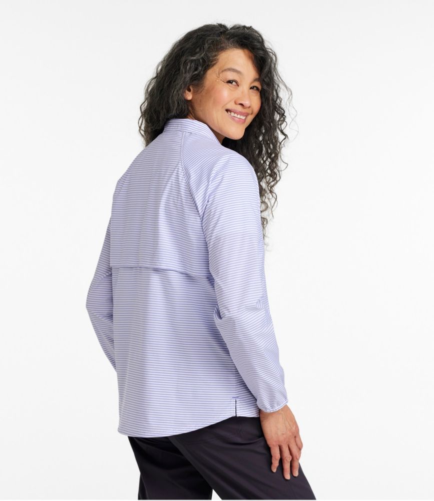 Women's Everyday SunSmart® Woven Shirt, Quarter-Zip Pullover Colorblock, Lake Stripe, small image number 3