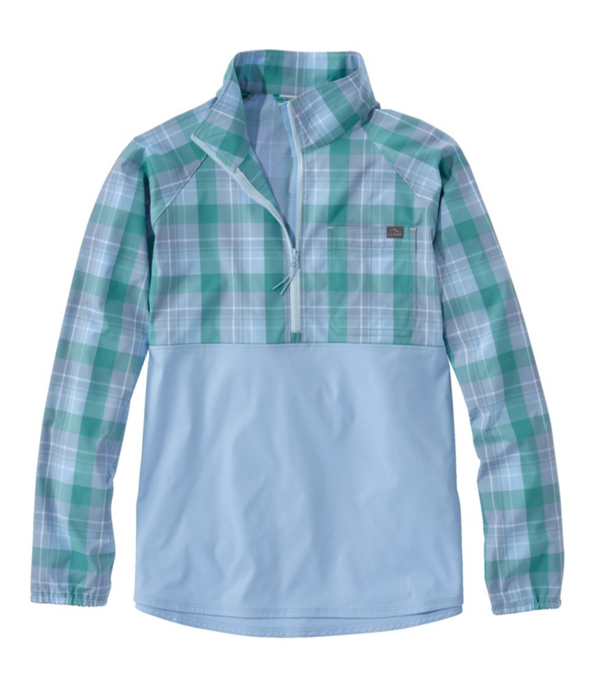 Women's Everyday SunSmart® Woven Shirt, Quarter-Zip Pullover Colorblock, Blue-Green Plaid/Lake, small image number 1