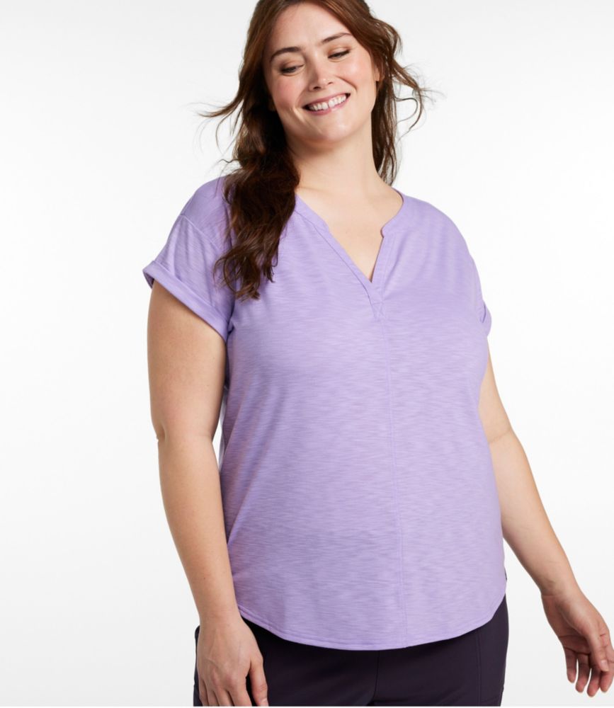 Women's Streamside Tee, Short-Sleeve Splitneck, Dark Periwinkle, small image number 2