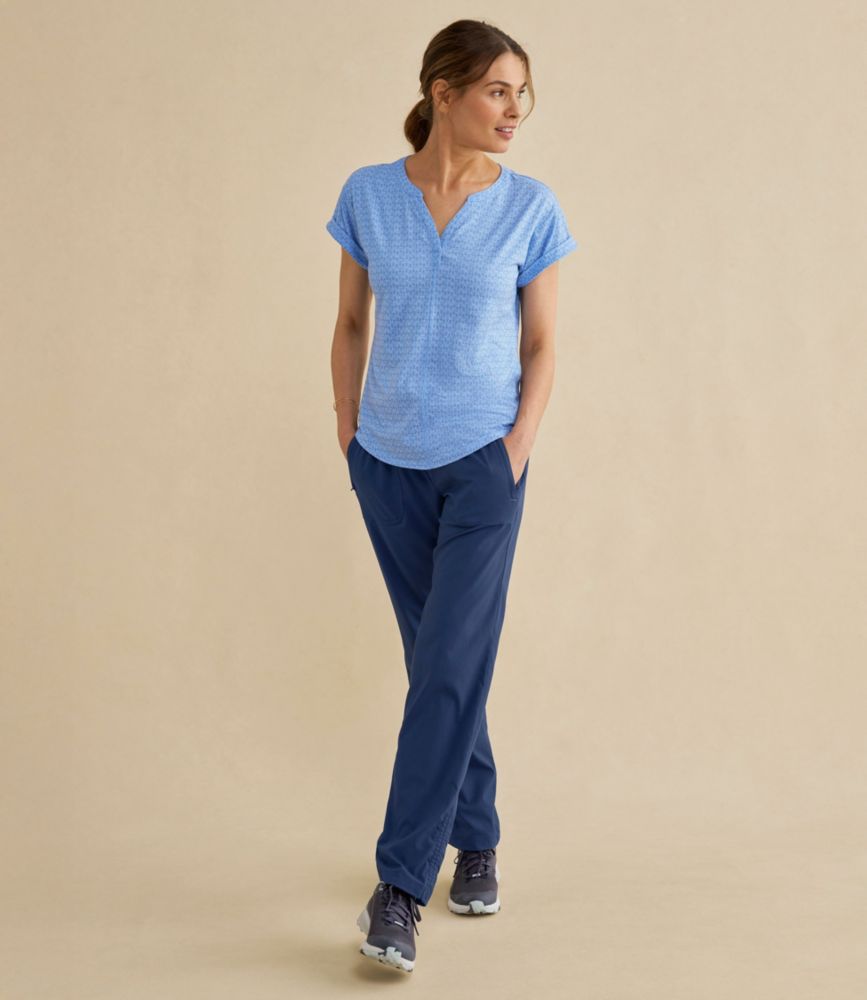 Women's Streamside Tee, Short-Sleeve Splitneck Print, Dark Rose Woodcut, small image number 7