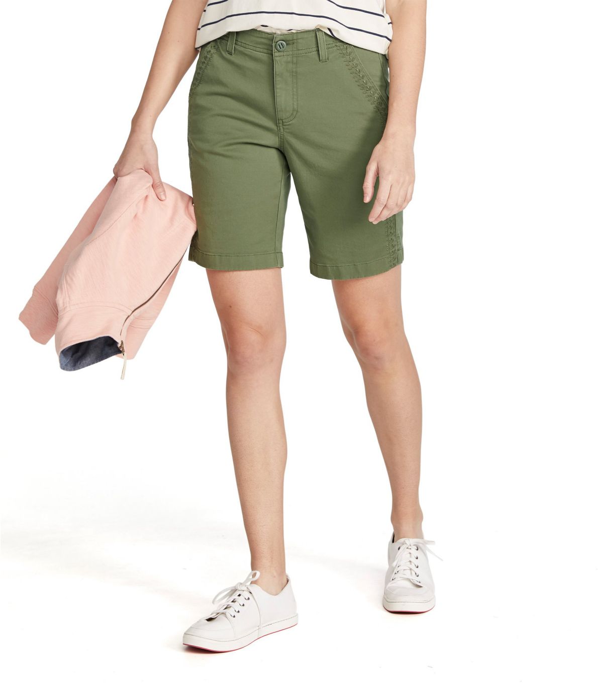 Women's Lakewashed Chino Shorts, Bermuda Embroidery at L.L. Bean