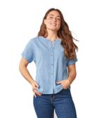 Women's Soft Organic Cotton Crinkle Shirt, Short-Sleeve Print