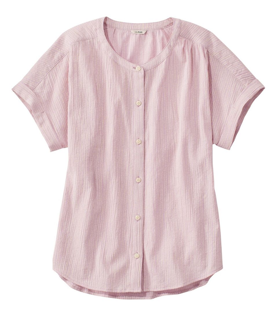 Women's Soft Organic Cotton Crinkle Shirt, Short-Sleeve Print | Shirts ...