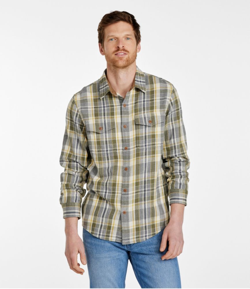 Men's Signature Heritage Textured Flannel Shirt, American Khaki, small image number 2