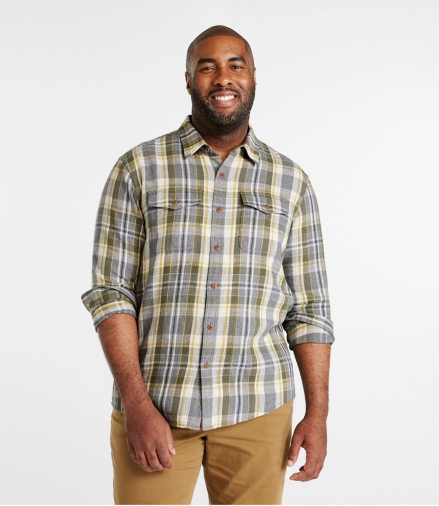 Men's Signature Heritage Textured Flannel Shirt, American Khaki, small image number 4