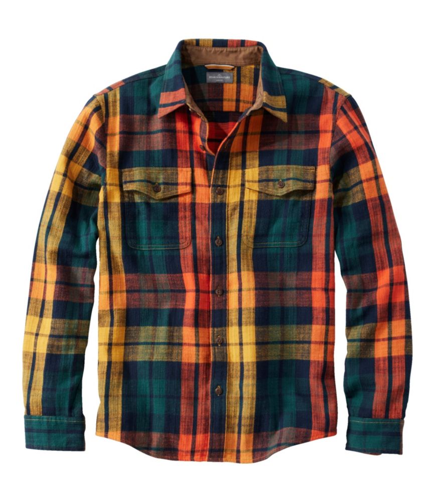 Men's Signature Heritage Textured Flannel Shirt, Dark Gold, small image number 1