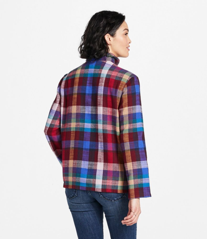 Women's Signature Heritage Textured Flannel Shirt, Quarter-Zip, Light Mauve Scenic, small image number 3