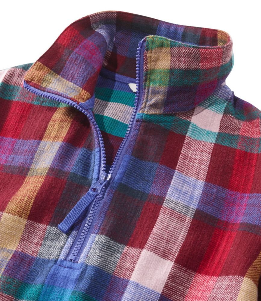 Women's Signature Heritage Textured Flannel Shirt, Quarter-Zip, Light Mauve Scenic, small image number 4