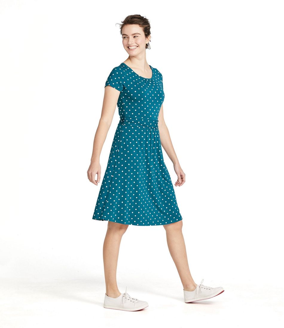 Women's Summer Knit Dress, Scoopneck Print