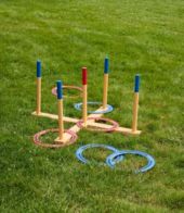 Yard Games Outdoor Giant Wooden Ring Toss Lawn Game w/ Soft Touch Throwing Rings