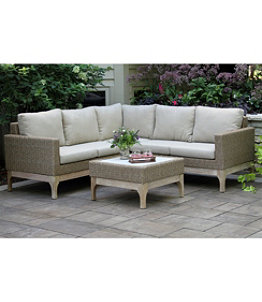 Weather-Resistant Wicker 80" x 80" Sectional and Coffee Table Set