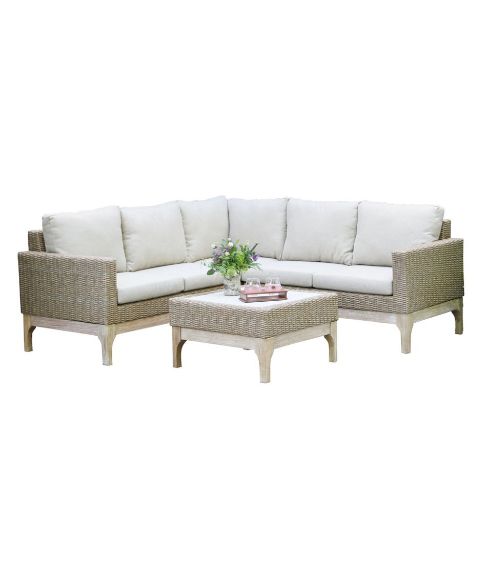 Weather-Resistant Wicker 80" x 80" Sectional and Coffee Table Set