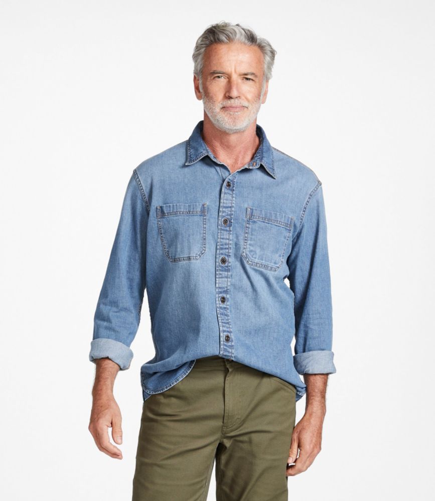 Men's BeanFlex® Denim Shirt, Traditional Untucked Fit, Asphalt, small image number 2