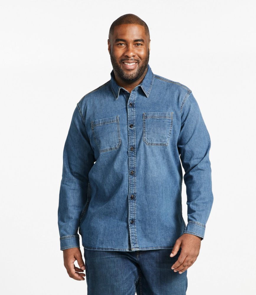 Men's BeanFlex® Denim Shirt, Traditional Untucked Fit, Asphalt, small image number 4