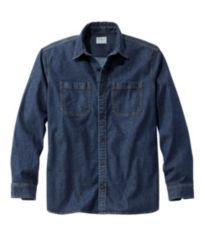 LL Bean store Mens Medium Regular Flannel Lined Canvas Hurricane Shirt Chore Blue