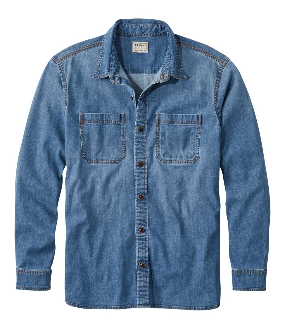 Men's BeanFlex® Denim Shirt, Traditional Untucked Fit at L.L. Bean