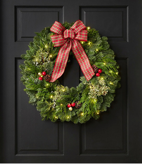 Tartan Lighted Wreath, One Color, large image number 1