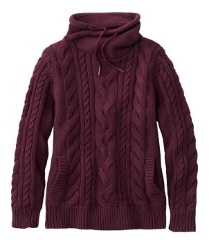 Women's Double L® Mixed-Cable Sweater, Funnelneck