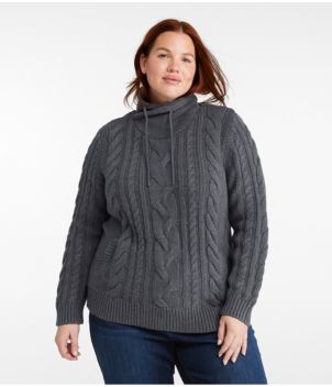 Women's Double L® Mixed-Cable Sweater, Funnelneck