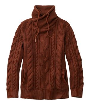 Women's Double L® Mixed-Cable Sweater, Funnelneck