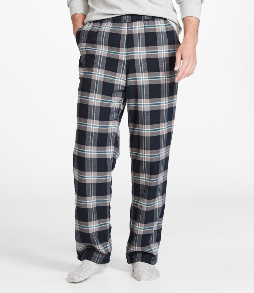 Men's Fleece-Lined Flannel Lounge Pants, Bright Mariner, small image number 2