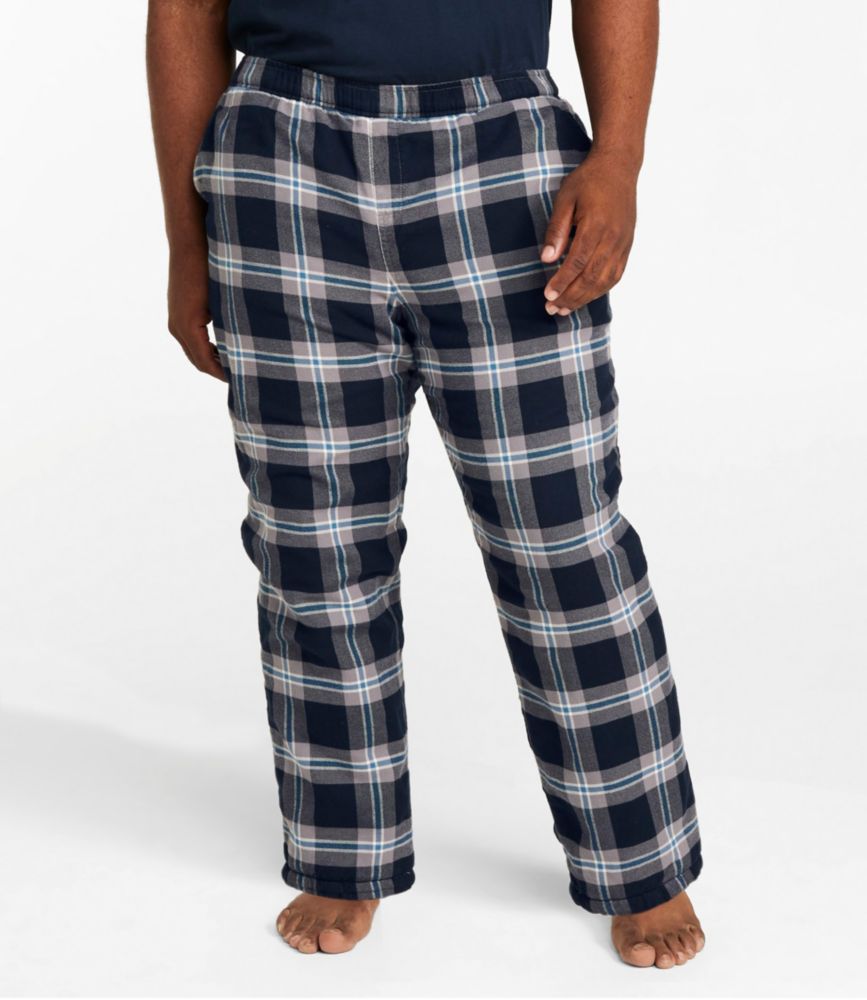 Men's Fleece-Lined Flannel Lounge Pants, Coal, small image number 4