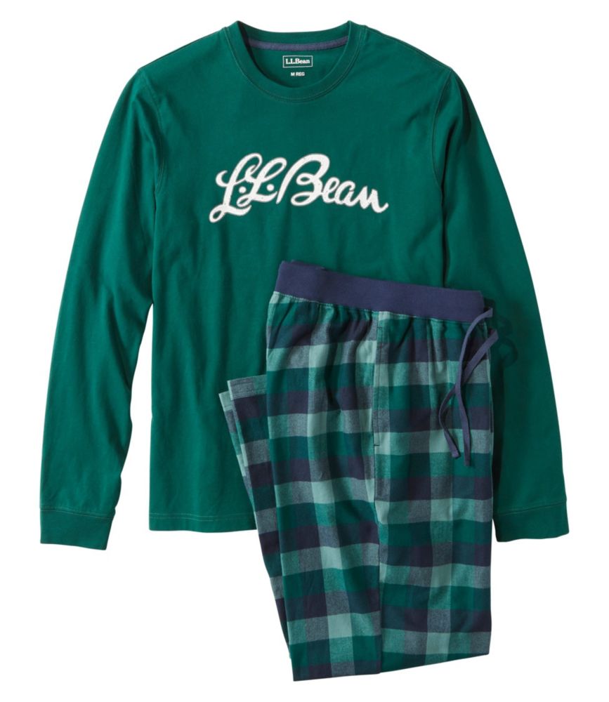 Men's L.L.Bean Camp PJ Set, Black Forest Green, small image number 1