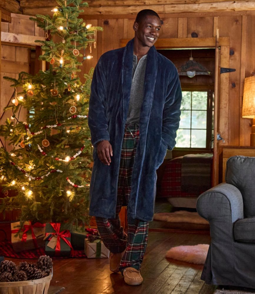 Men's Wicked Plush Robe, Classic Navy Plaid, small image number 8