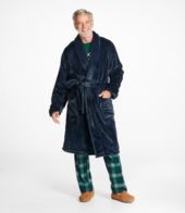 Men's Wicked Plush Robe Classic Navy Plaid Medium, Fleece | L.L.Bean