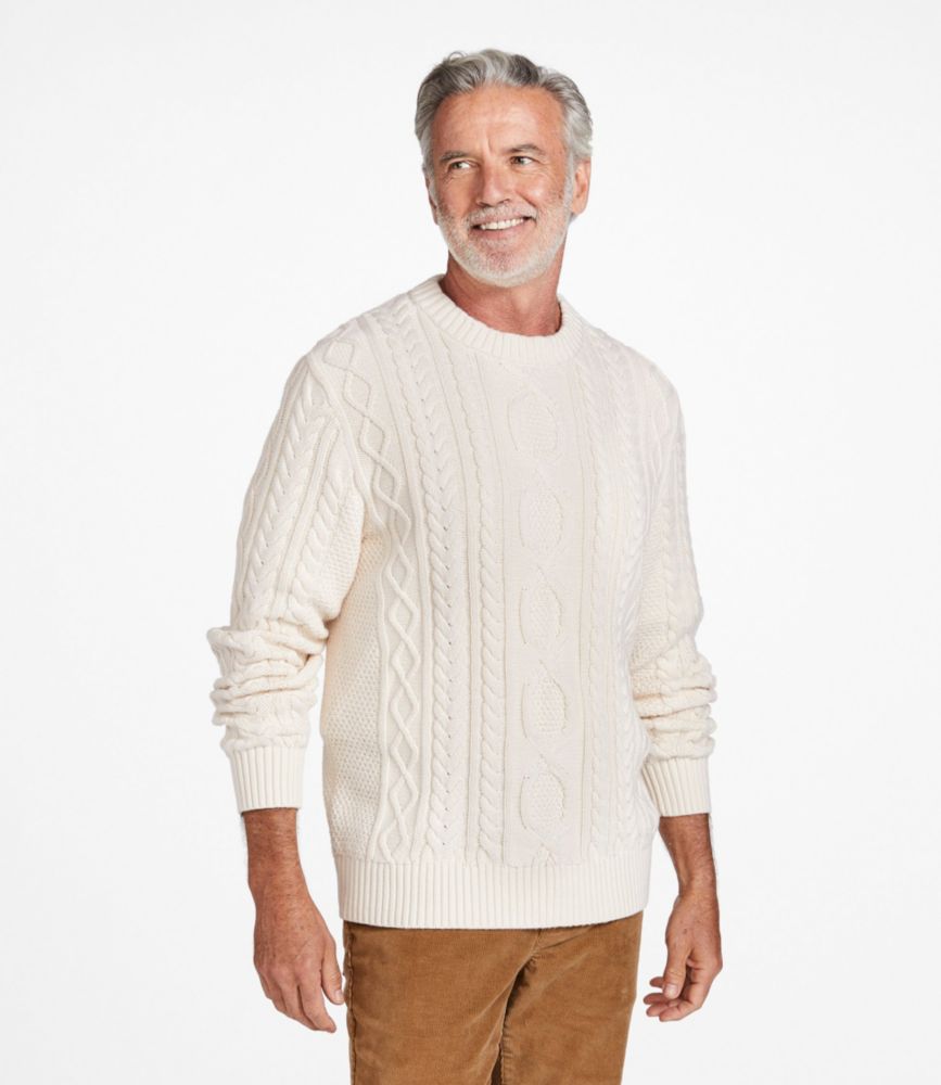 Men's Bean's Heritage Soft Cotton Fisherman Sweater, Crewneck, Gray Pebble, small image number 2