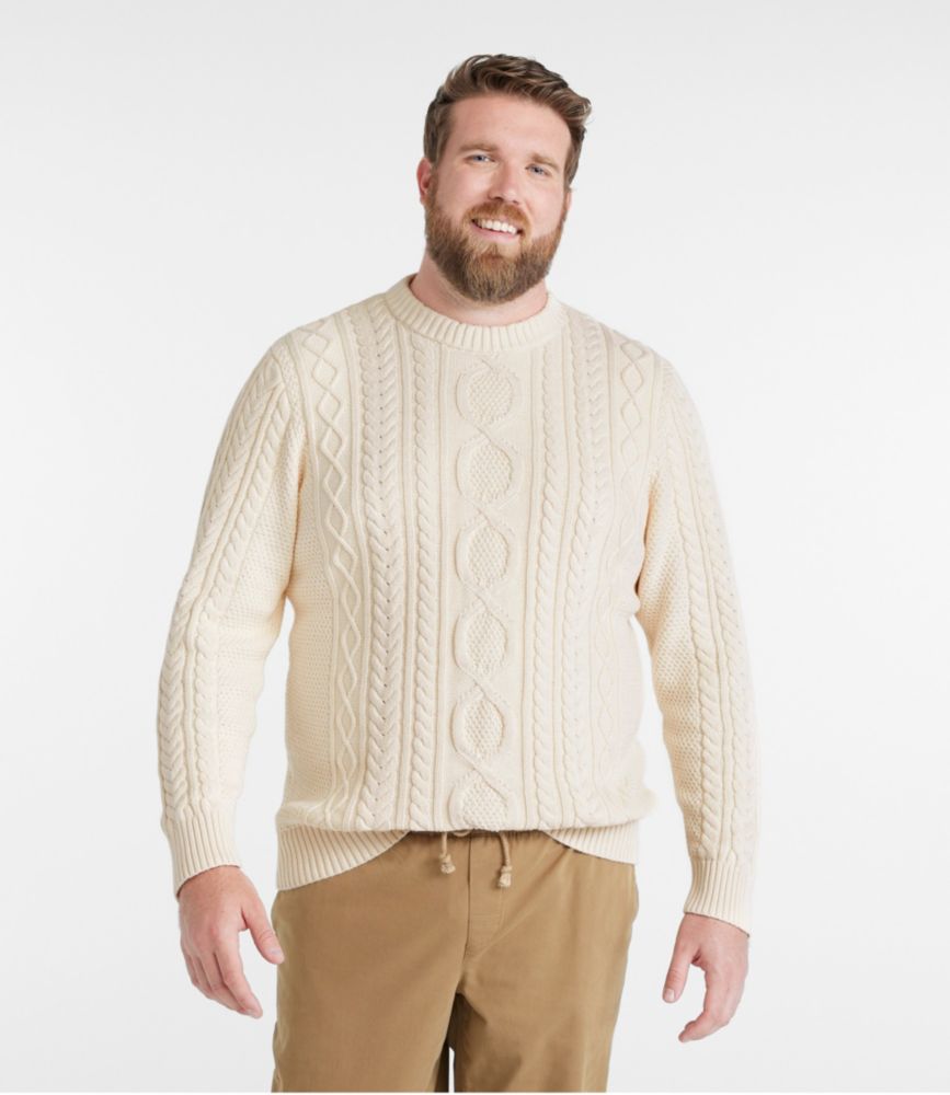 Men's Bean's Heritage Soft Cotton Fisherman Sweater, Crewneck, Gray Pebble, small image number 4