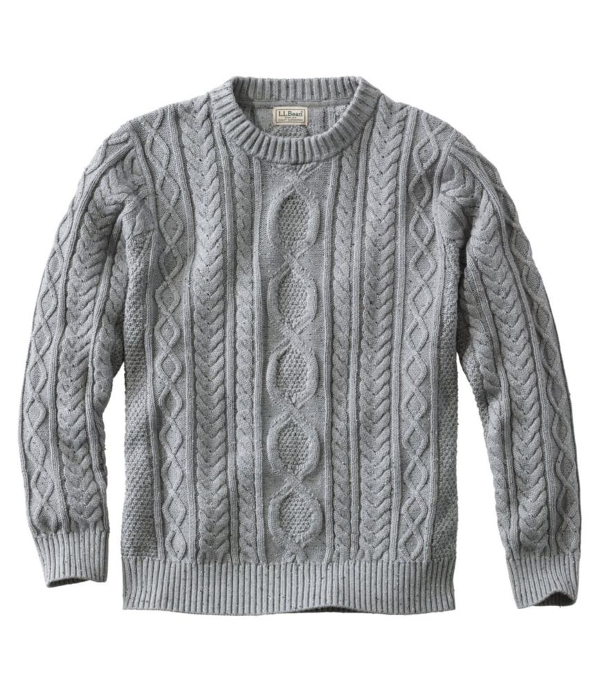 Men's Bean's Heritage Soft Cotton Fisherman Sweater, Crewneck, Gray Pebble, small image number 1