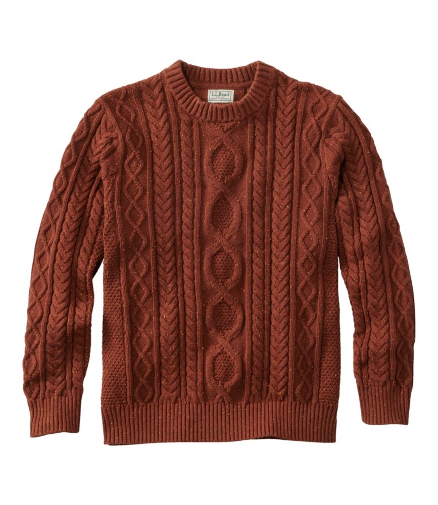 Men's Bean's Heritage Soft Cotton Fisherman Sweater, Crewneck, Burnt Mahogany Donegal, small image number 1