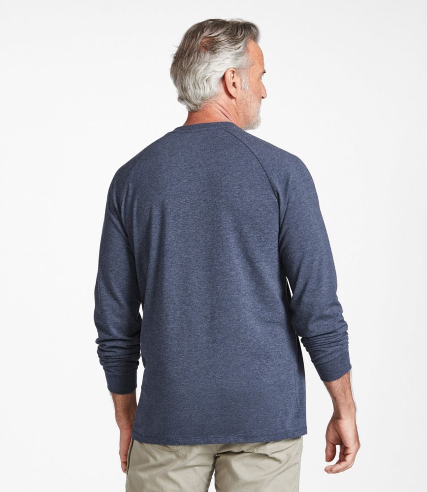 Men's Comfort Stretch Pima Tee Shirt, Long-Sleeve Henley, Gray Heather, small image number 3