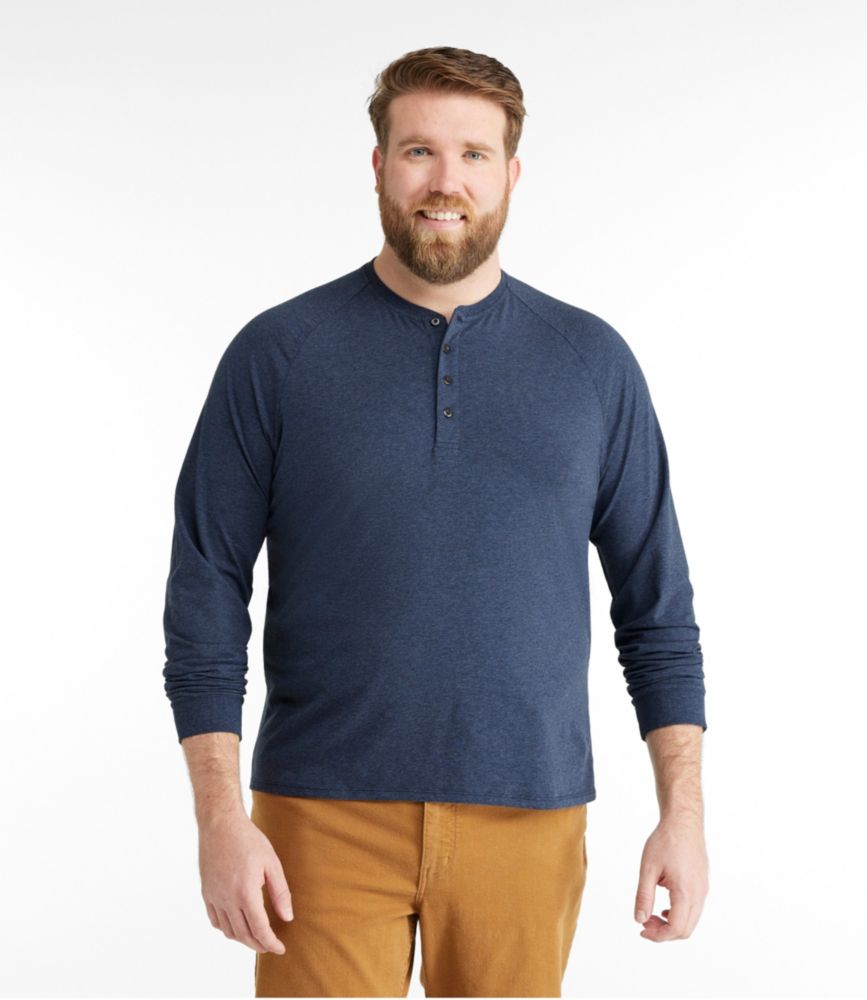 Men's Comfort Stretch Pima Tee Shirt, Long-Sleeve Henley, , small image number 4