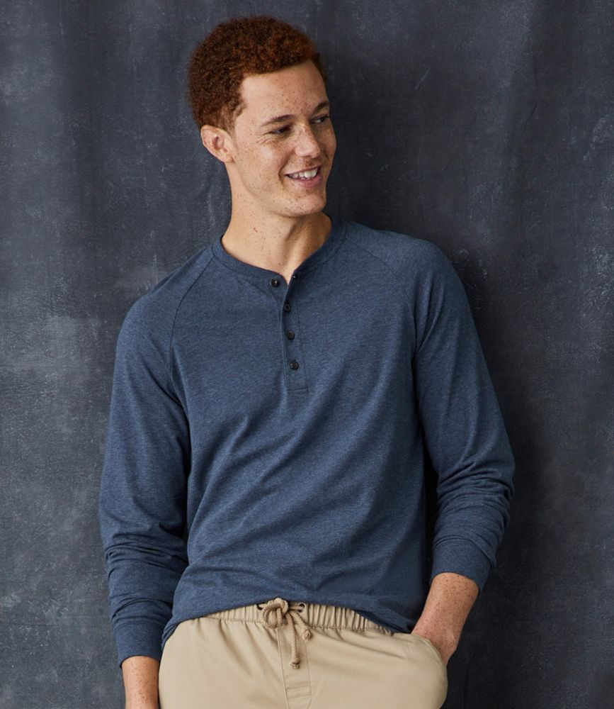 Men's Comfort Stretch Pima Tee Shirt, Long-Sleeve Henley, , small image number 6
