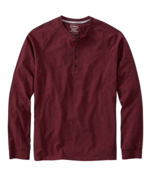 Men's Comfort Stretch Pima Tee Shirt, Long-Sleeve Henley