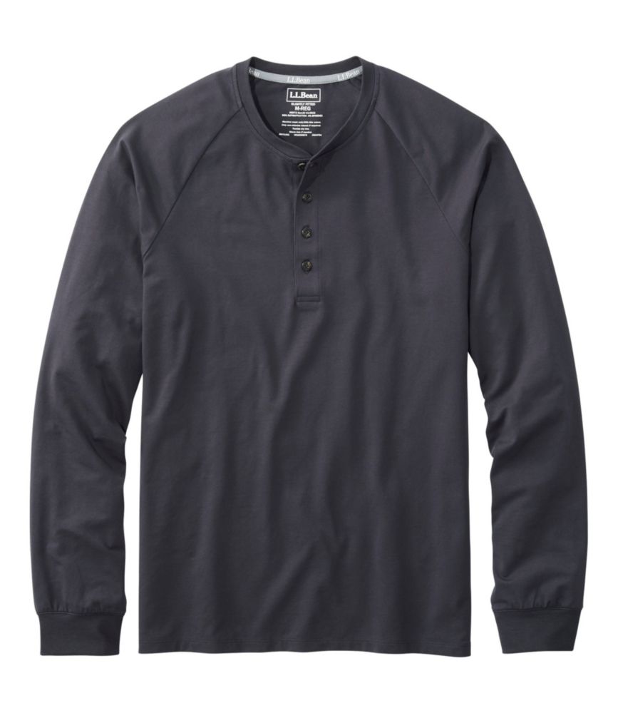 Men's Comfort Stretch Pima Tee Shirt, Long-Sleeve Henley