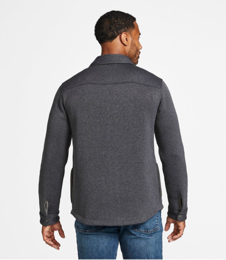 Men's Bean's Sweater Fleece Shirt Jac, Charcoal Gray Heather, small image number 3