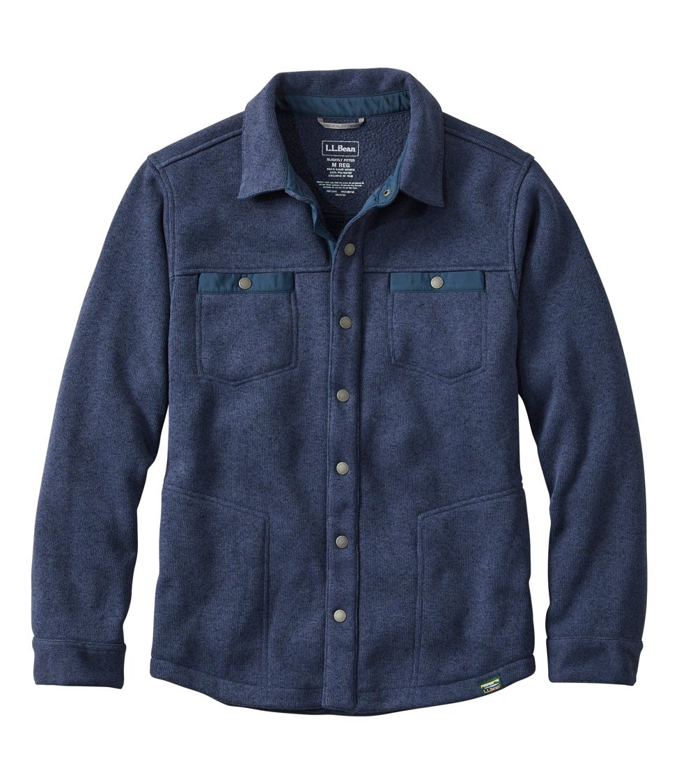 Men's Sweater Fleece Shirt Jac Bright Navy Medium, Synthetic Fleece | L.L.Bean, Tall