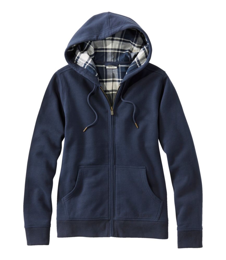 Women's L.L.Bean 1912 Sweatshirt, Flannel-Lined Hoodie, Classic Navy/Classic Navy Plaid, small image number 1